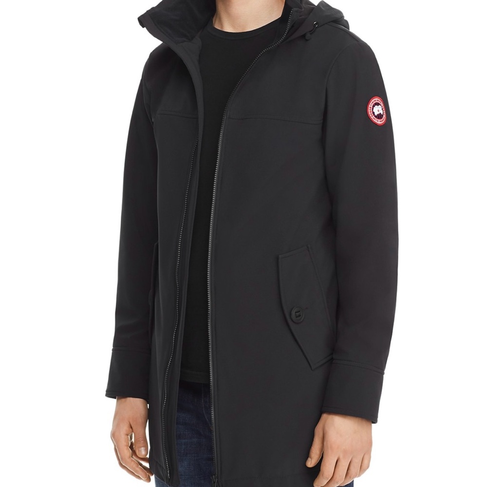 ✨💯CANADA GOOSE Black Hooded Jacket  Patch  100% authentic coat  L